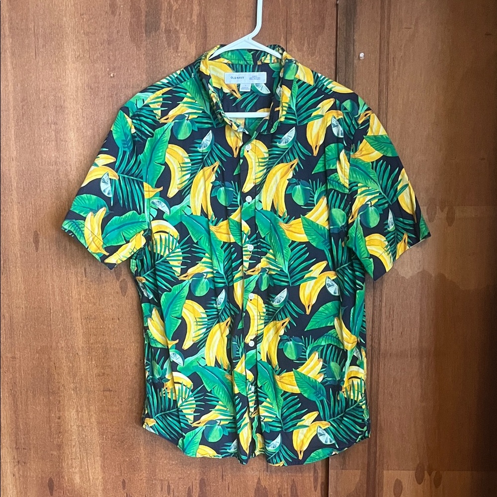 Old Navy Green and Yellow Casual Button Down Shirt